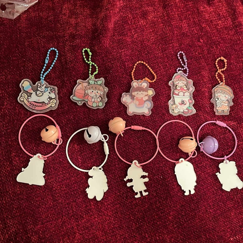 Set of 10 Kawaii-Style Cartoon Bag Charms, Keychains NEW - Picture 4 of 10